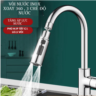 Đầu Nối Vòi Tăng Áp, Nối Vòi Nước Bồn Rửa Chén Xoay 360 Độ, 3 Chế Độ Nước Tiện Lợi TVQ Store