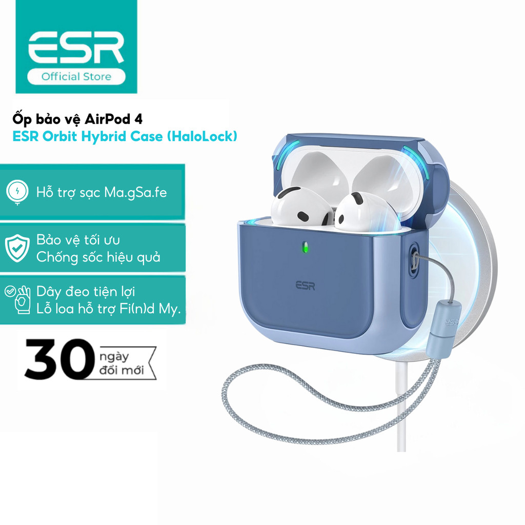 เคส AirPod 4 ESR Orbit Hybrid (HaloLock) พร้อมสายรัดข้อมือ กันกระแทก ชาร์จไร้สาย
