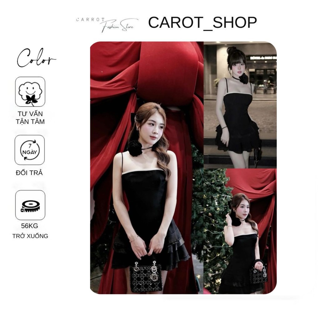 เอ็มพีบี เดรส2สายชายอกขาวและกระโปรงหลายชั้นลายดอกกระแทก โดย แครอทสโตร์