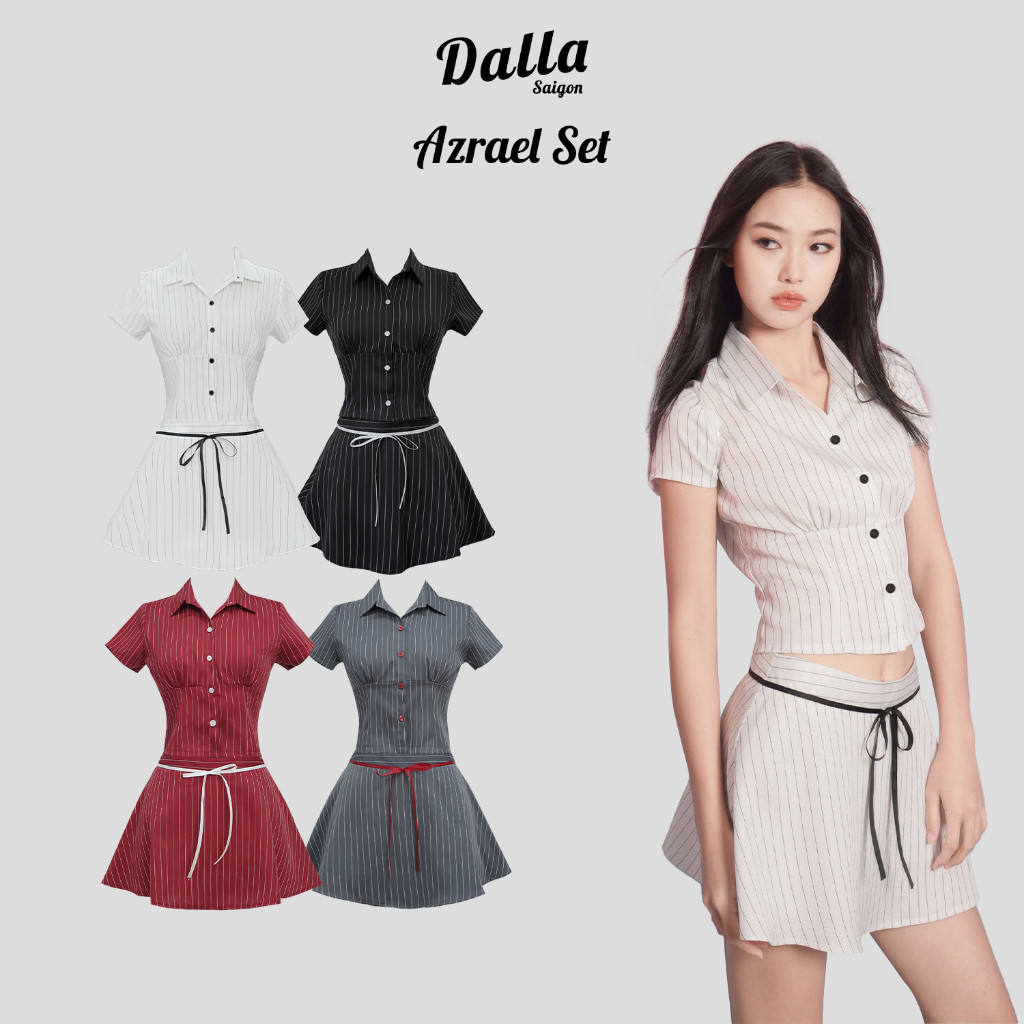 เสื้อและกระโปรงลายทาง Dalla Combo (SM18+CV18) ชุด Azrael