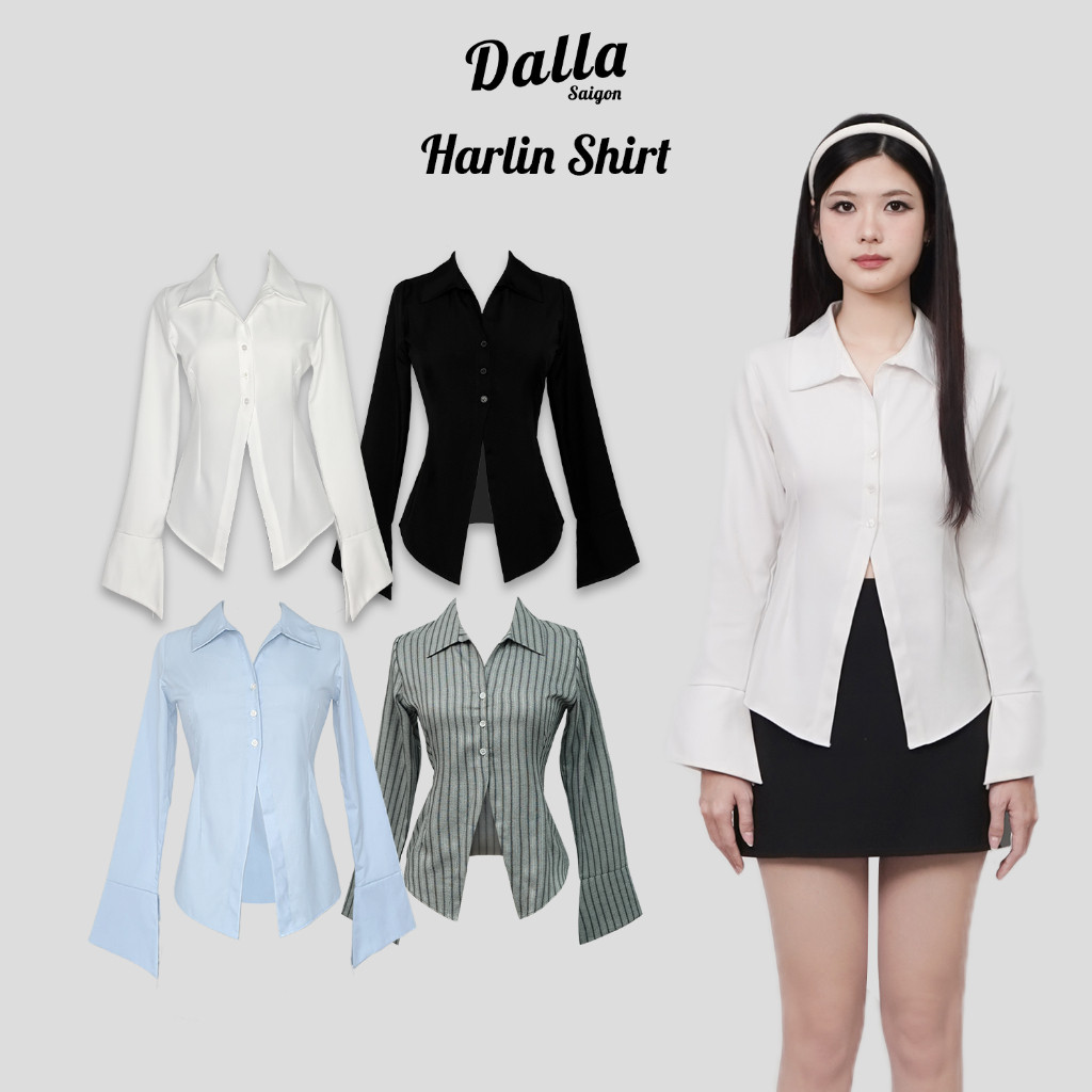 เสื้อเชิ้ตแขนยาวสีขาวผู้หญิง Dalla (SM04) เสื้อ Harlin