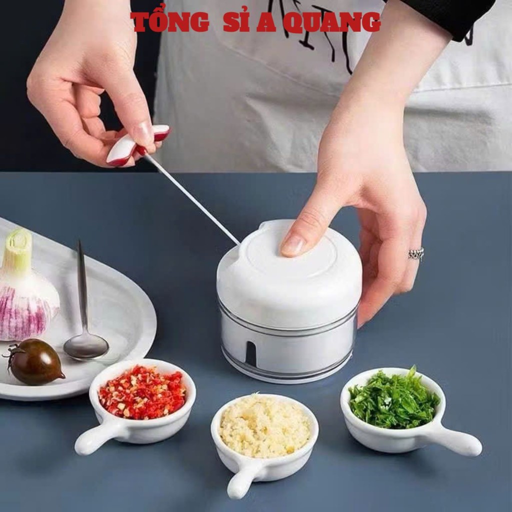 เครื่องบดกระเทียมและพริกแบบมีเชือกรูดสะดวก MINI HANDHELD GARLIC ONION GRINDER - GRINDER