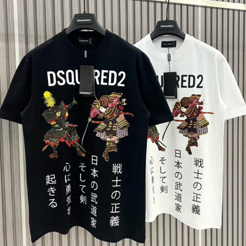 DSQ Samurai เสื้อยืดผู้ชายพิมพ์ลายญี่ปุ่น เสื้อยืดทรงหลวม Unisex Dsquared2 Super Hot 2024 89