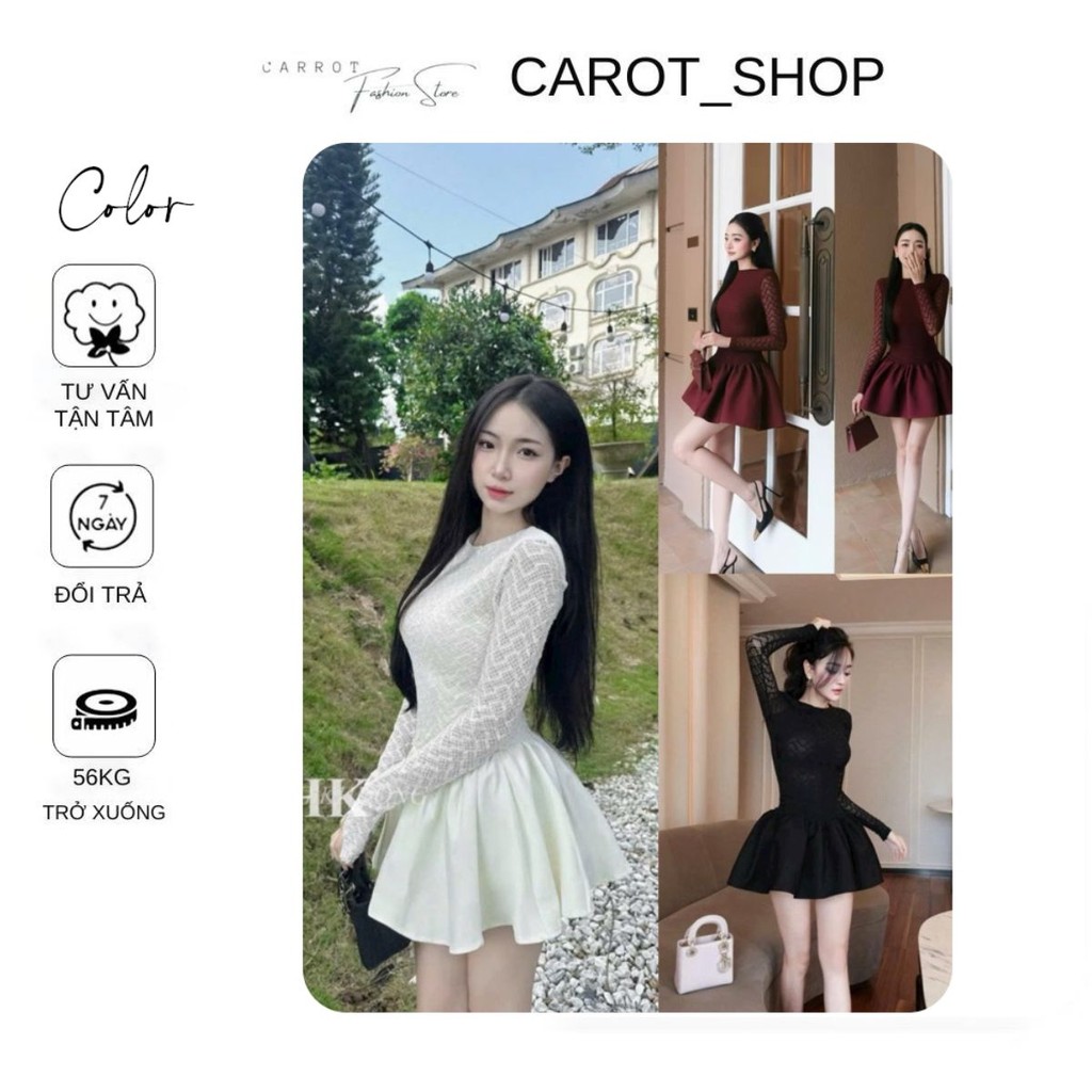 (มีในไซส์ใหญ่) ชุดเดรสแขนยาวคอสูงผู้หญิงหรูหรา โดย ร้านขายแครอท (พร้อมกางเกงป้องกัน)