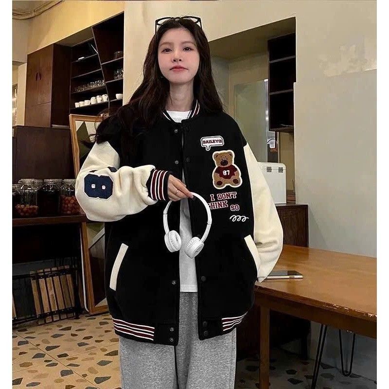 Bomber Jacket 14-48kg สําหรับเด็กชายและเด็กหญิงรุ่น 87 & LATE ผ้าสักหลาดหนาช่วยให้อุ่นดี