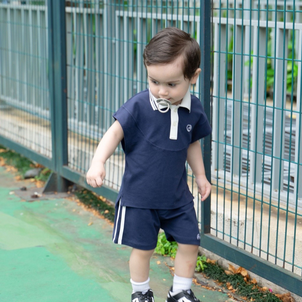 ชุดโปโล Bubaby (6M-4Y) สําหรับเด็กชายและเด็กหญิง ชุดโปโลแขนสั้นสุดน่ารัก BU Baby พร้อมการผสมผสานสีปก