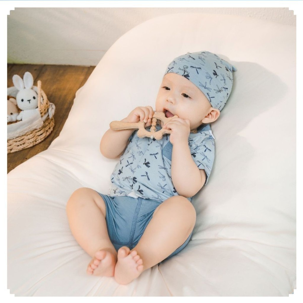 BuBaby (1M-12M) Dona BBB1302DN ชุดแขนสั้น raglan mid-set สําหรับทารกแรกเกิด - Bums | BU เสื้อผ้าเด็ก