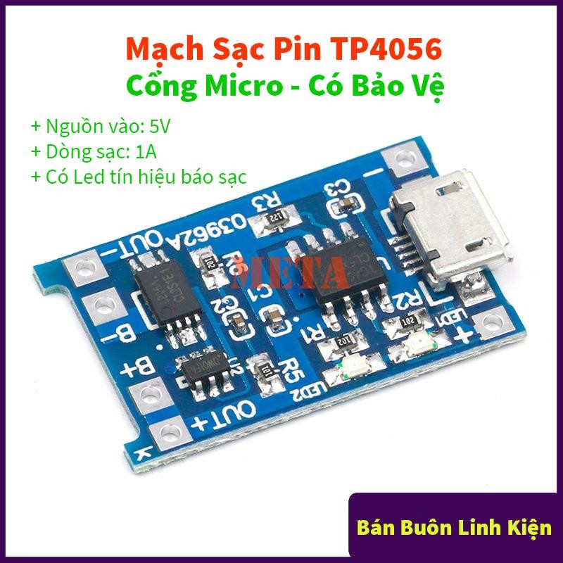 วงจรชาร์จแบตเตอรี่ TP4056 พอร์ตชาร์จไมโคร - เครื่องชาร์จแบตเตอรี่ลิเธียม 18650 - Lion 3V7- 4V2 Micro