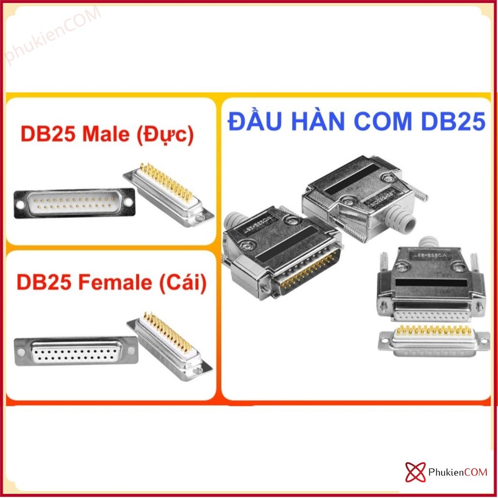 (พร้อมภาษีมูลค่าเพิ่ม) หัวดูดชาย COM LPT DB25, 2U gold-plated DB25 ตัวเมีย, เคสโลหะและพลาสติก