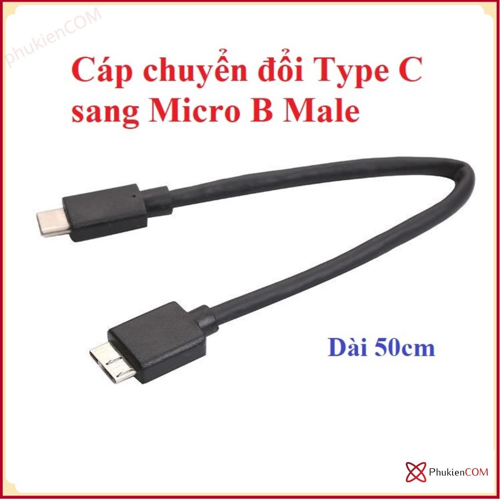 Type C to Micro B Male 0.5M สายแปลงสําหรับฮาร์ดไดรฟ์แบบพกพา HDD Box 2.5 3.5 เครื่องอ่านการ์ด 3.0