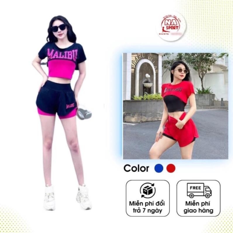 ชุดยิมโยคะแอโรบิคผู้หญิงชุดกีฬาผู้หญิงชุดเสื้อ2ชั้นและกางเกง2ชั้นนุ่มลื่นดูดซับเหงื่อ...(ทีเอส)