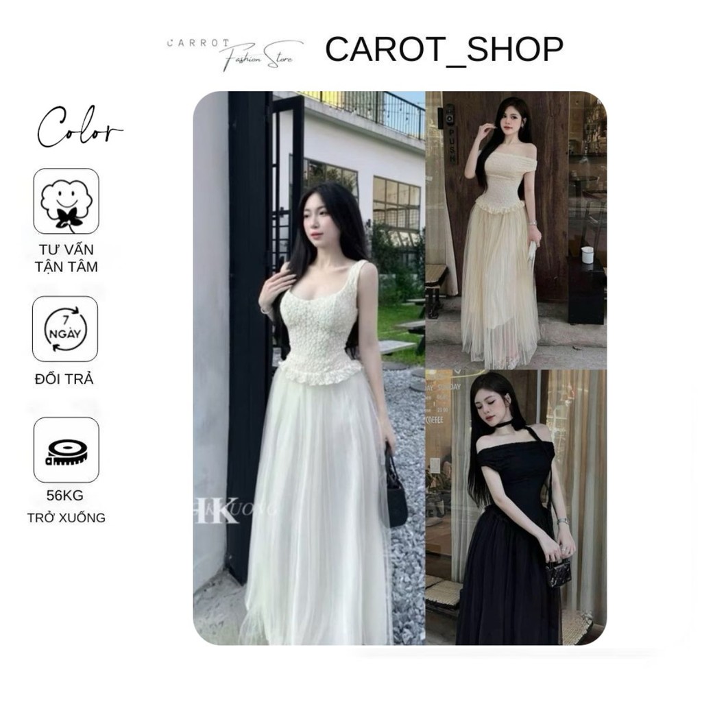 VN39 (มีไซส์ใหญ่) เดรสลูกไม้ 2 สาย MAXI lady สุดหรู by CarrotShop