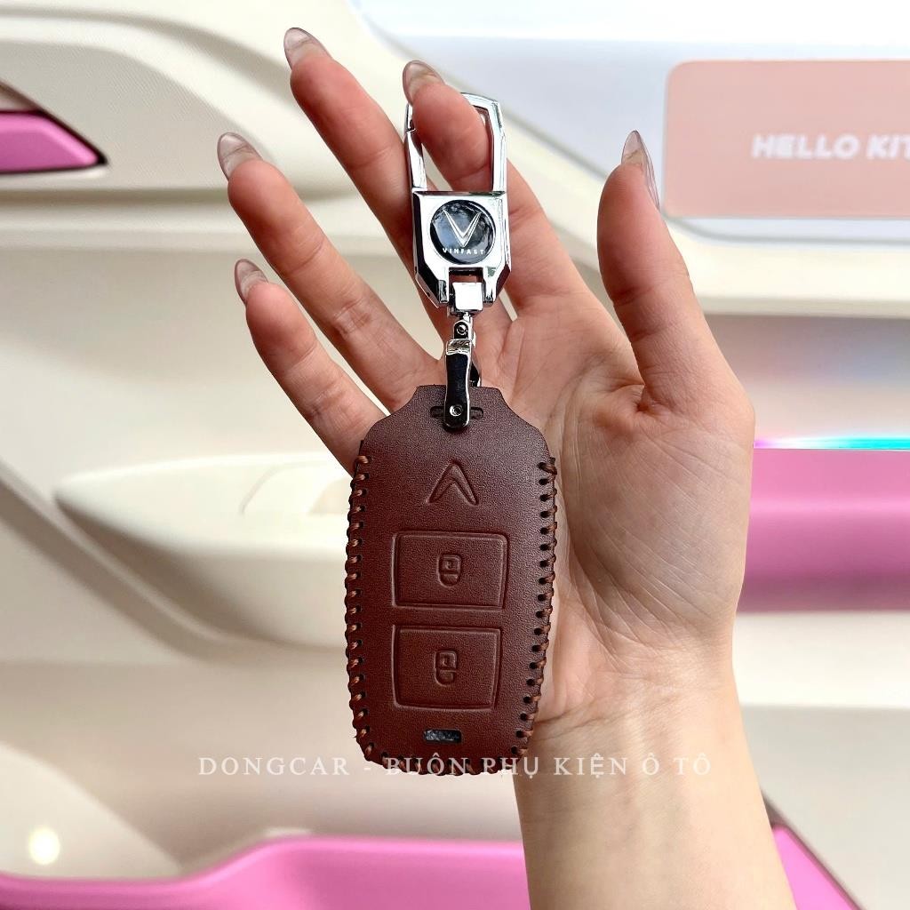 VINFAST VF3 เคสกุญแจหนัง, เคสกุญแจ Vinfast Vf3, ฝาครอบกุญแจหนังวัวแท้ Vinfast Vf3 (รูปถ่ายจริง)