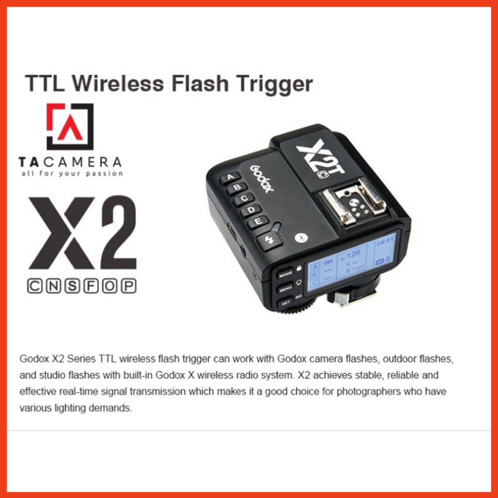 Trigger Godox X2T พร้อม TTL HSS 1/8000 แบบบูรณาการสําหรับ Canon/Nikon/Sony/Fuji