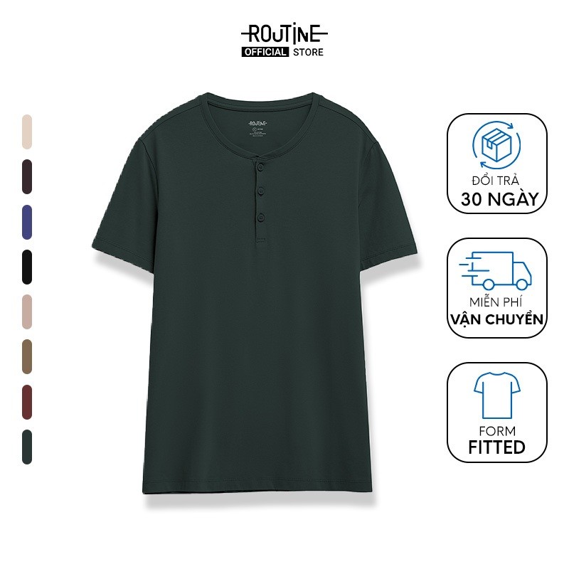 เสื้อยืดแขนสั้นคอปกธรรมดาสําหรับผู้ชาย - Routine 10S20TSH043CR1