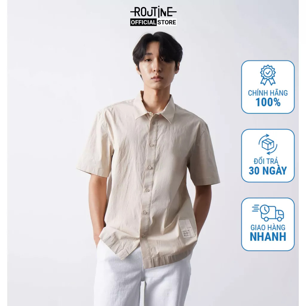 เสื้อคอปกหลวมแขนสั้นผู้ชาย - Routine 10S21SHS010