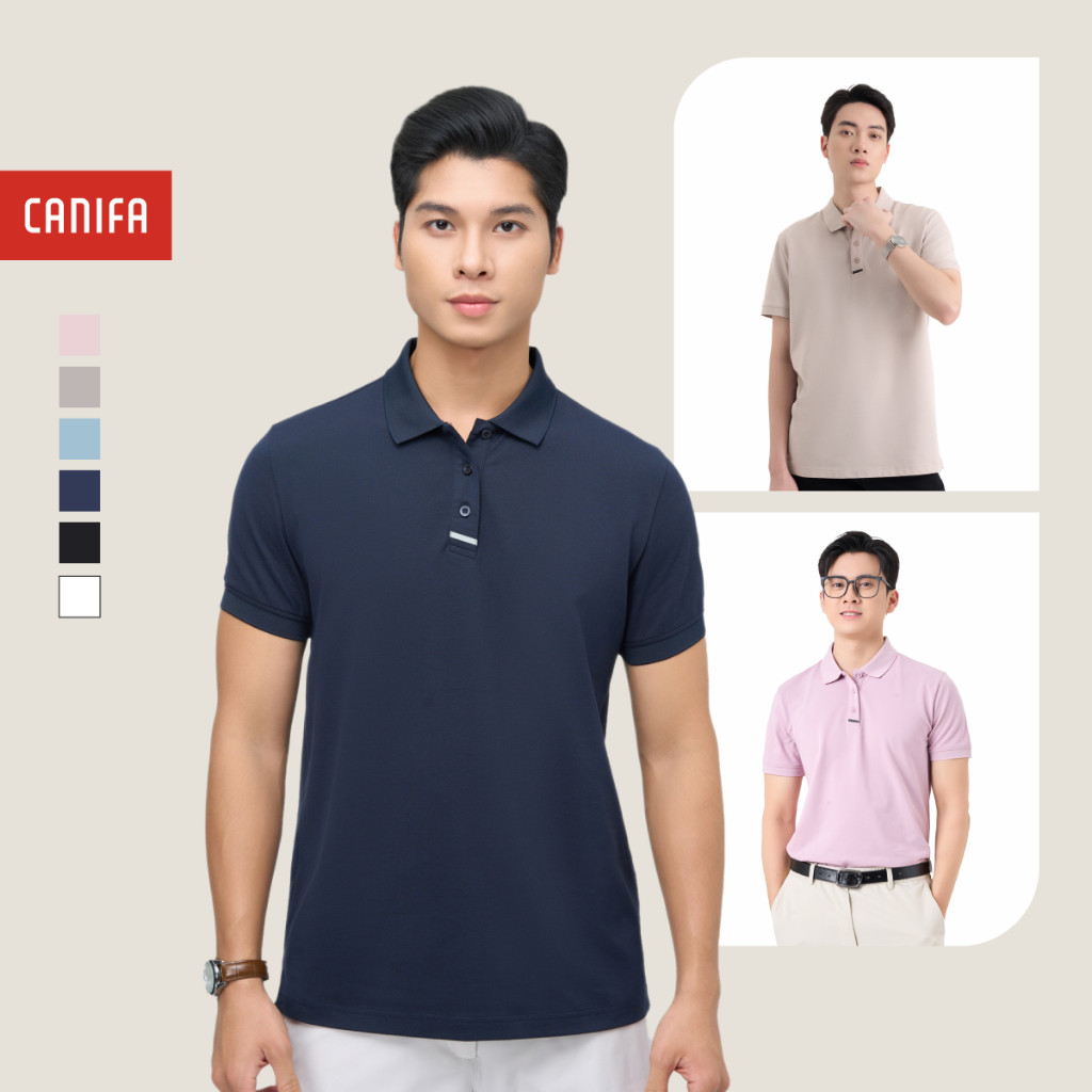 CANIFA MEN เสื้อโปโลผู้ชายคอปกและแขน 8TP25A002