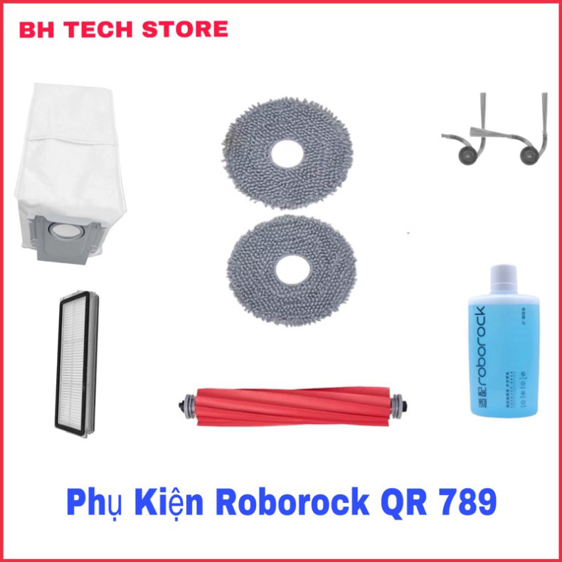 ชุดอุปกรณ์เสริมทดแทน Roborock QR 789 รวม: แปรงขัดข้าง / แผ่นกรองฝุ่น / ผ้าทําความสะอาด / แปรงขัดข้าง