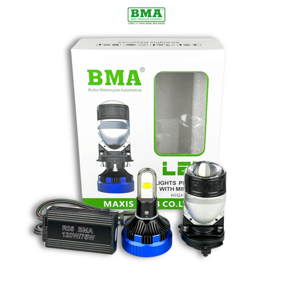 R05 BMA ไฟหน้า LED ทรงกลม Bi-S - 120W Super Bright สําหรับรถยนต์และรถจักรยานยนต์ - คุณภาพสูง 2 ปี