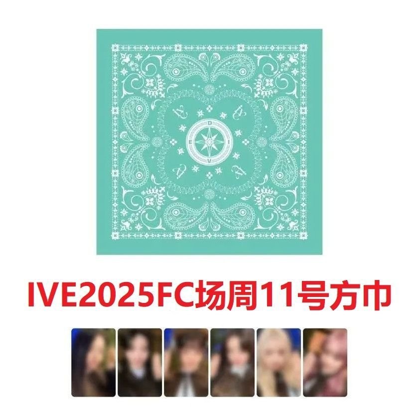 IVE พัฟเค้ก2025โซล FC Week11Square Towel2025USA Concert Merchanting Square Scarf Square Scarf ผ้าพัน
