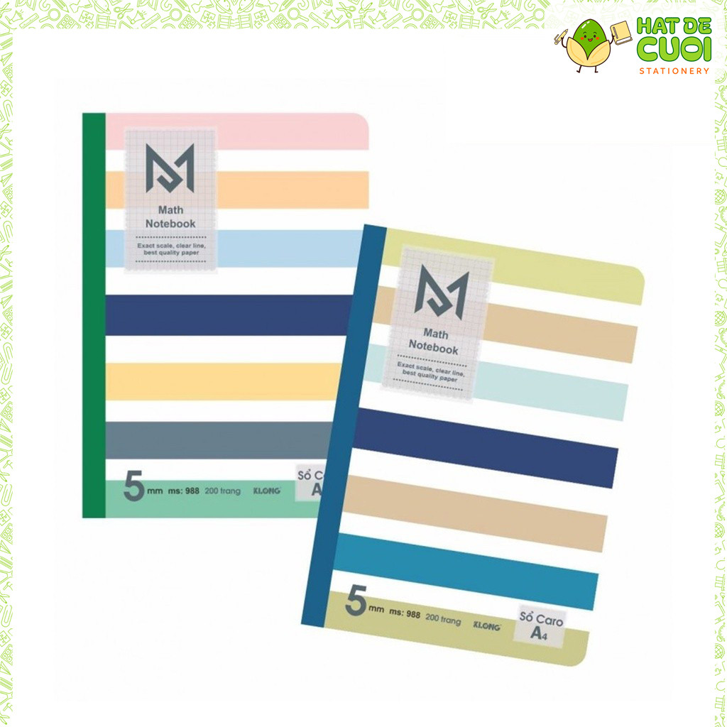 KLONG A4 สมุดบันทึก Caro เย็บสัน 200 หน้า 70GSM MS988 Hatdecuoi