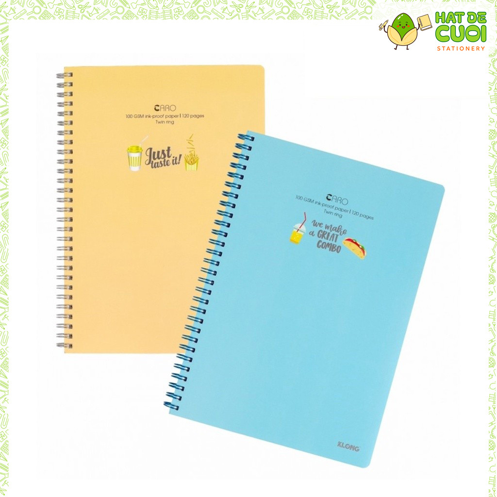 XO KLONG B5 ปกพลาสติกสองด้านโน้ตบุ๊คสองสปริง 120 หน้า 100GSN MS 575 สมุดโน๊ตลายตารางหลากสี 5x5
