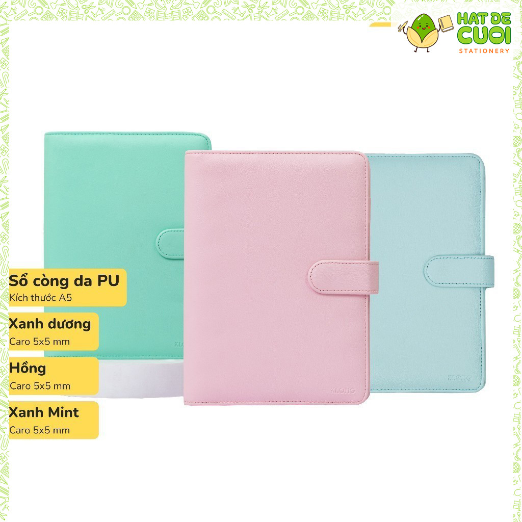 Caro KALONG A5 สมุดโน้ตหนัง PU 100 หน้า 120GSM MS 992 สมุดเติมปกหนังสีพาสเทล