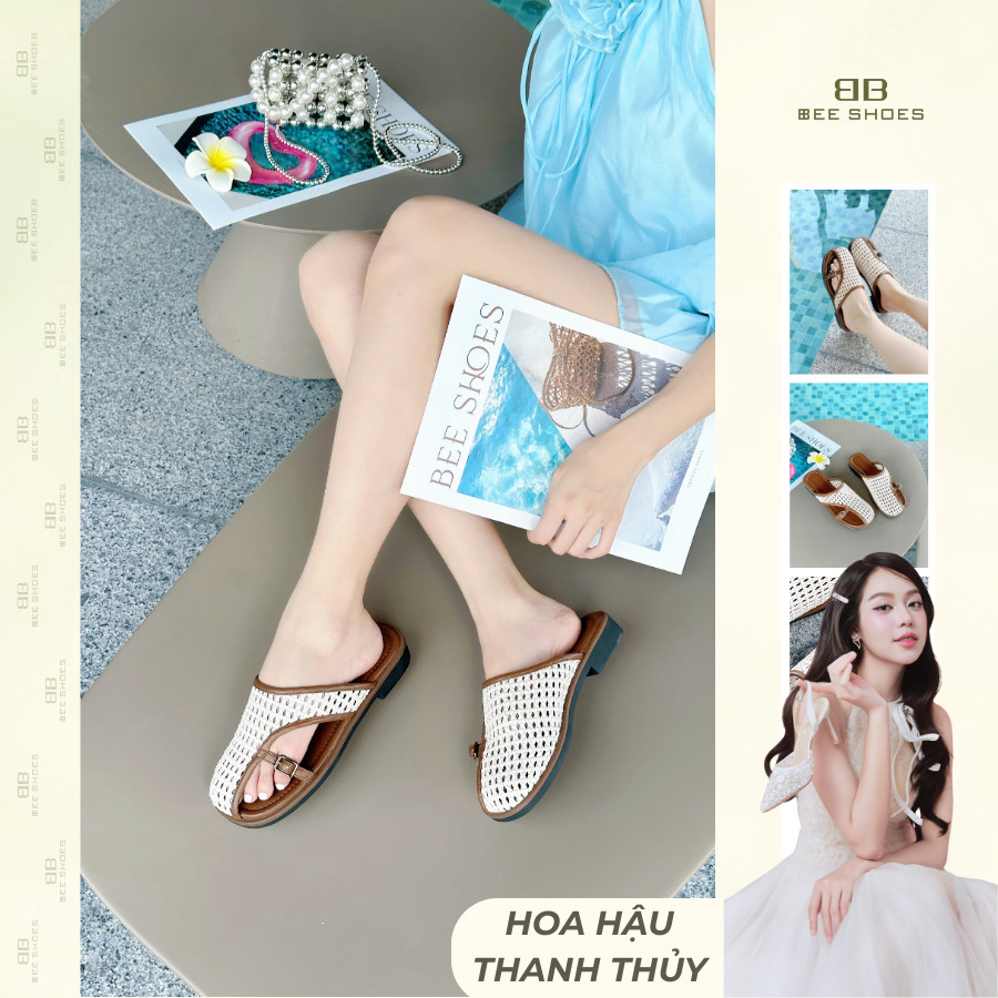 Bee Shoes รองเท้าผู้หญิงหัวมน พื้นสูง 3 นิ้ว มีสีครีม SU006 (Form 1.5)