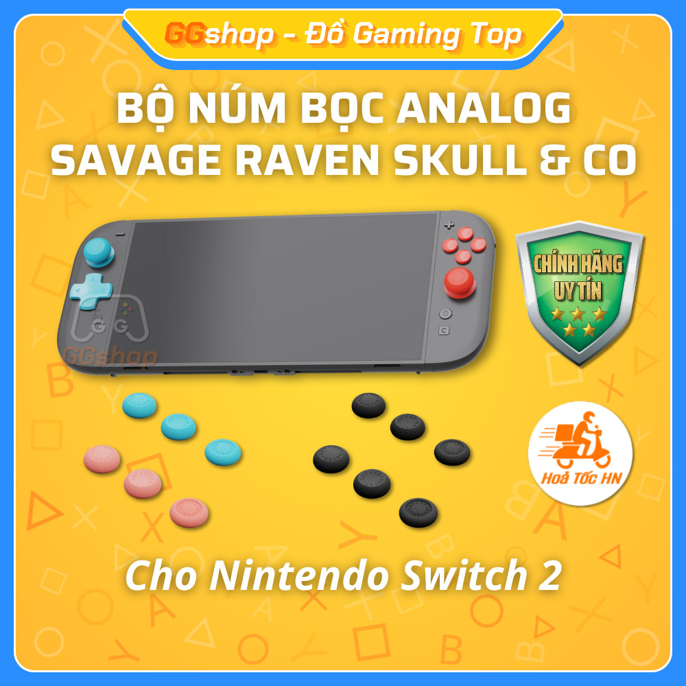 Savage Raven โดย Skull & Co Analog Knob Cover Set สําหรับ Nintendo Switch 2
