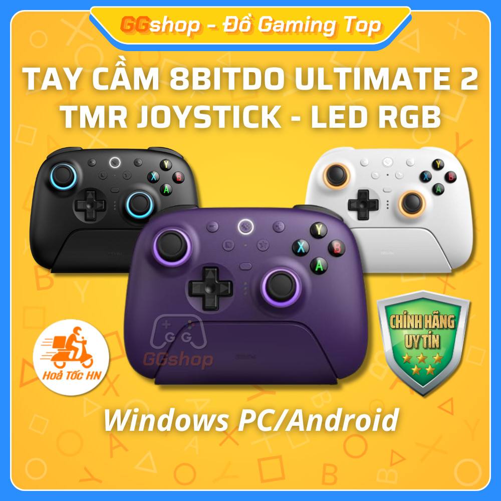 8BitDo Ultimate 2 TMR 2.4G/บลูทูธคอนโทรลเลอร์สําหรับพีซี/Android พร้อมแท่นชาร์จ