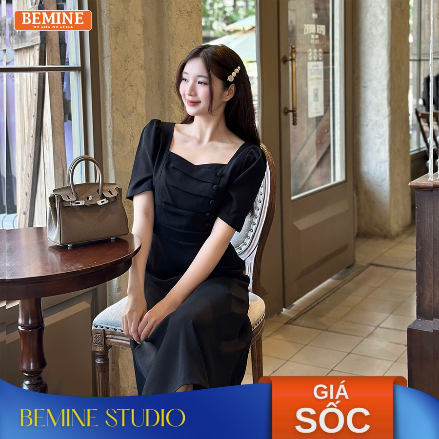 ชุดเดรสดีไซน์ BEMINE คอปกและกระดุมไขว้ยาว เหมาะสําหรับทํางานหรือเดินไปรอบๆ twn-MT10033