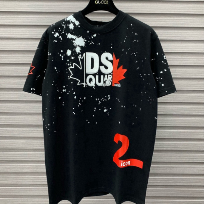 ชุดเสื้อผ้า unisex พรีเมี่ยมพร้อมพิมพ์ลาย DSQ2 ICON และคอปก เสื้อยืด DSQ ICON Super Hothit 2025 ผ้าค