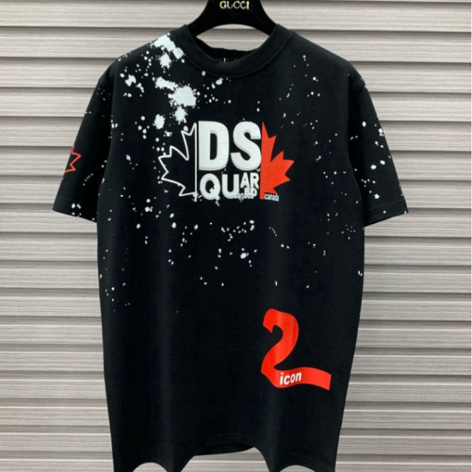 ชุดเสื้อผ้า unisex พรีเมี่ยมพร้อมพิมพ์ลาย DSQ2 ICON และคอปก เสื้อยืด DSQ ICON Super Hothit 2025 ผ้าค