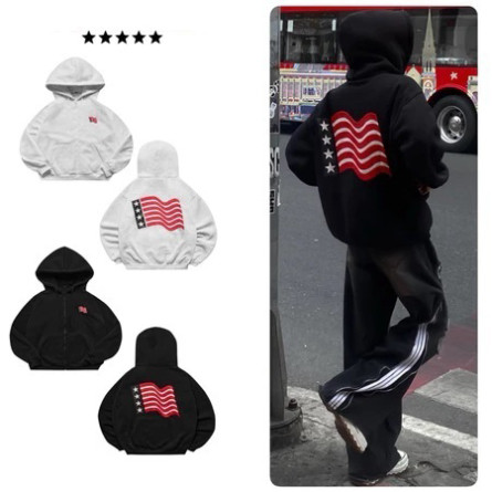 American flag HOODIE JACKET สําหรับผู้ชายและผู้หญิง STANDARD FORM สําหรับผู้ชายและผู้หญิง AMERICAN F
