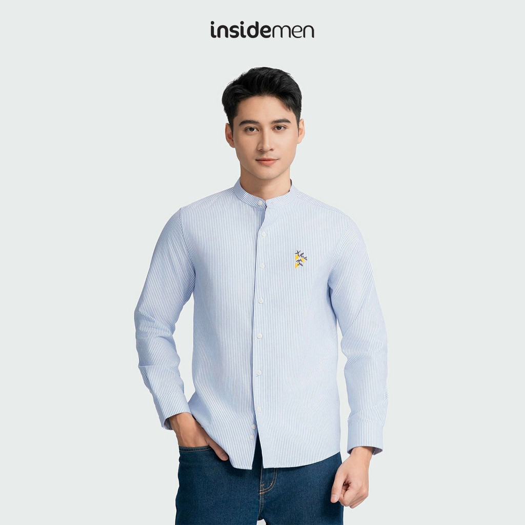 INSIDEMEN เสื้อเชิ้ตแขนยาวคอเต่าผู้ชาย Cotton comfort fit ILS0990Z