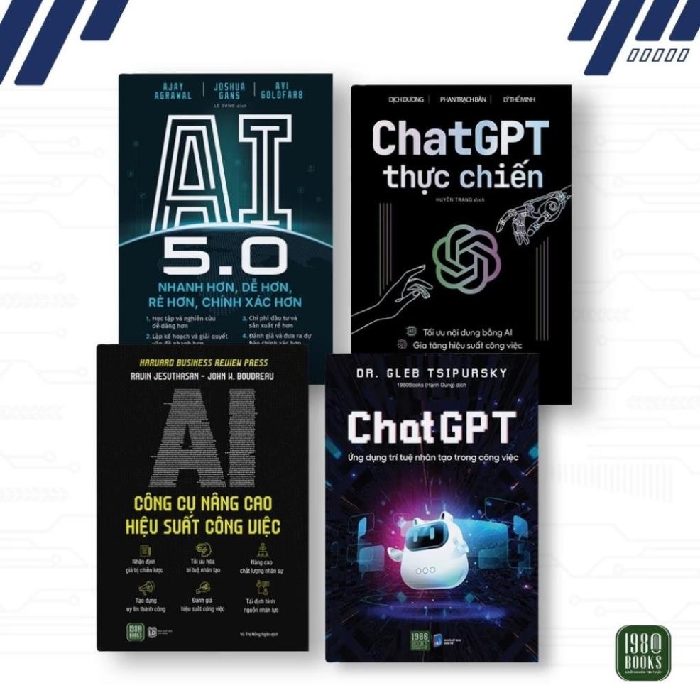 Combo 4 เล่ม: ChatGPT + Real Battle ChatGPT + AI 5.0 + เครื่องมือประสิทธิภาพ AI
