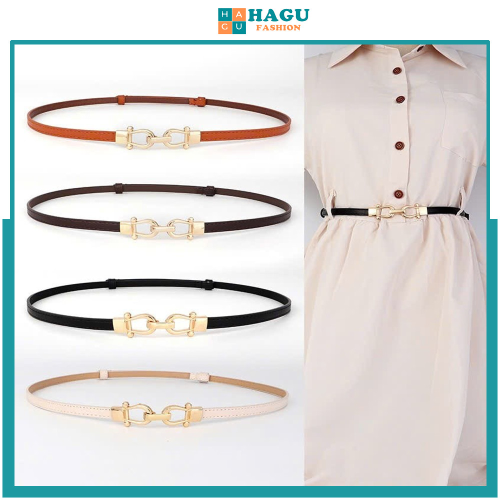 เข็มขัดผู้หญิง PK546 เข็มขัดเดรส สไตล์แฟชั่น หนัง PU โมเดิร์น 1cm เข็มขัดผู้หญิง-HAGUF