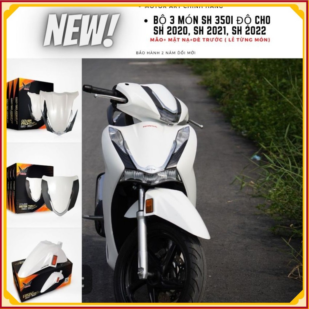 Bộ 3 Món SH 350i Cho SH 2020, SH 2021, SH 2022 Chính Hãng MOTORART Gồm Mão 350i, Mặt Nạ 350i, Dè 350