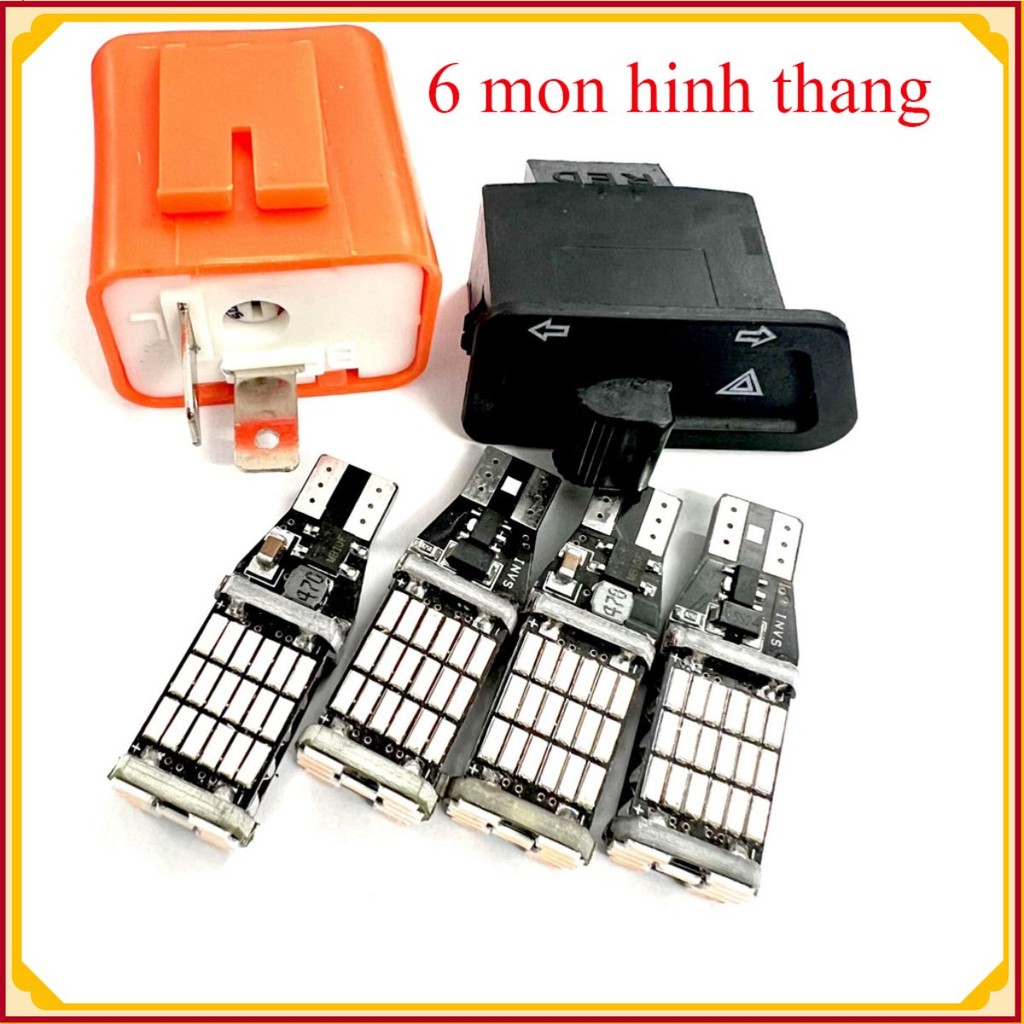 Bộ công tắc hazard cục nháy kèm 4 xi nhan T15 siêu sáng cho wave 110, 100, rsx [6 món]