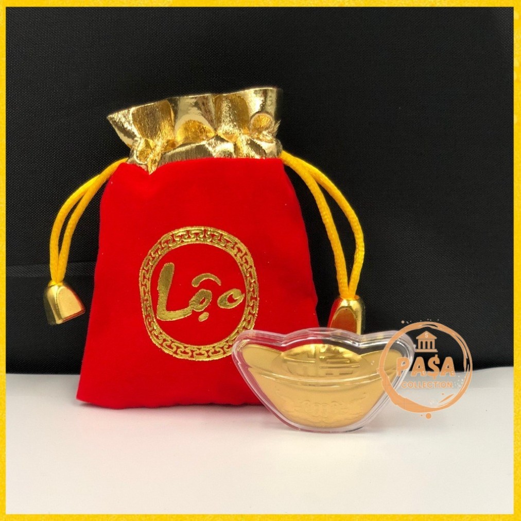 - Gold-plated God of Wealth Gold Bar with Brocade Bag of Fortune, Great Vip Gift God of Wealth <ผลิต