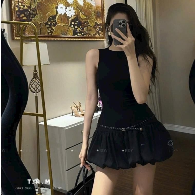 ชุดเดรสเลดี้สุดหรูชุดเดรสผู้หญิงฤดูร้อนดีไซน์ทรงเข้ารูปและเอวเข็มขัดสวย L191 MAC