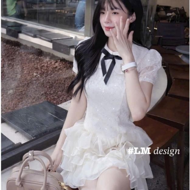 บน ชุดเดรสผู้หญิงสุดหรูชุดเดรสผู้หญิงสุดหรูปักเลื่อมระยิบระยับและกระโปรงชั้นทรงบานพร้อมป้ายโบว์สุดฮอ