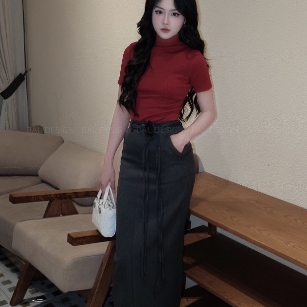 ชุดสตรีฤดูร้อนชุดบอดี้สูทผสมกระโปรงทรงดินสอทําให้แบนขึ้นหุ่น ค493 (Z4)