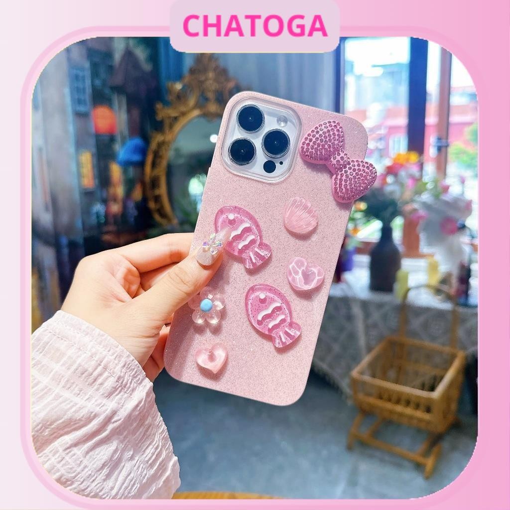 [N1L03] PINK OCEAN FISH เคสไอโฟน 7plus/8plus/xr/xsmax/11/12/13/14/15/16/pro/plus/promax (เคสแท่งสีชม