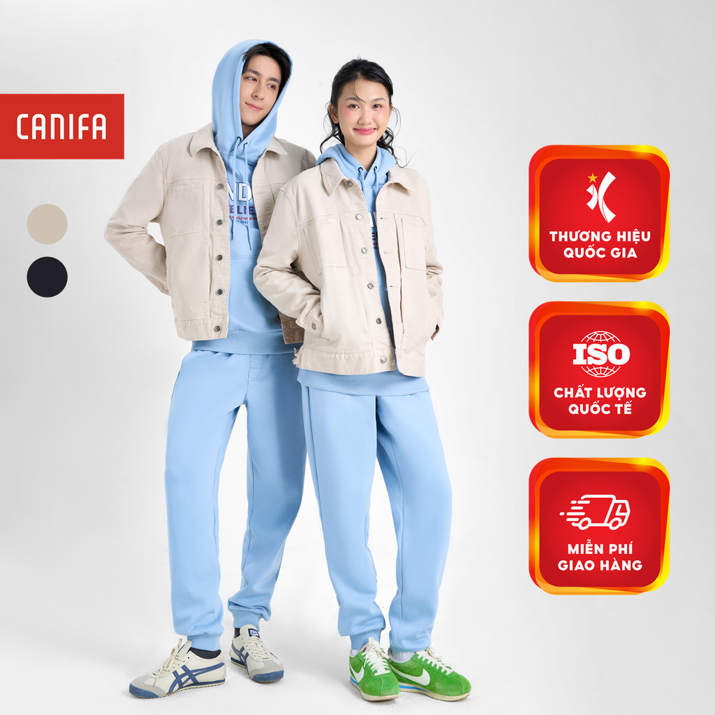 CANIFA เสื้อแจ็คเก็ตผู้ใหญ่ unisex แขนยาวและคอปกเสื้อเชิ้ตพื้นฐาน 5OT24W001