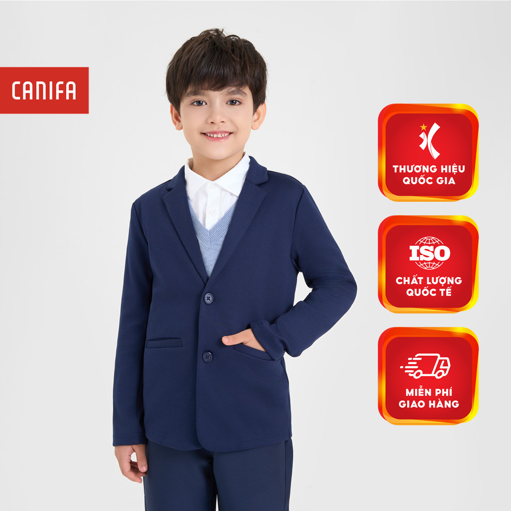 CANIFA เบลเซอร์เด็กผู้ชายแขนยาวและคอปกเสื้อกั๊ก 2OT24W011