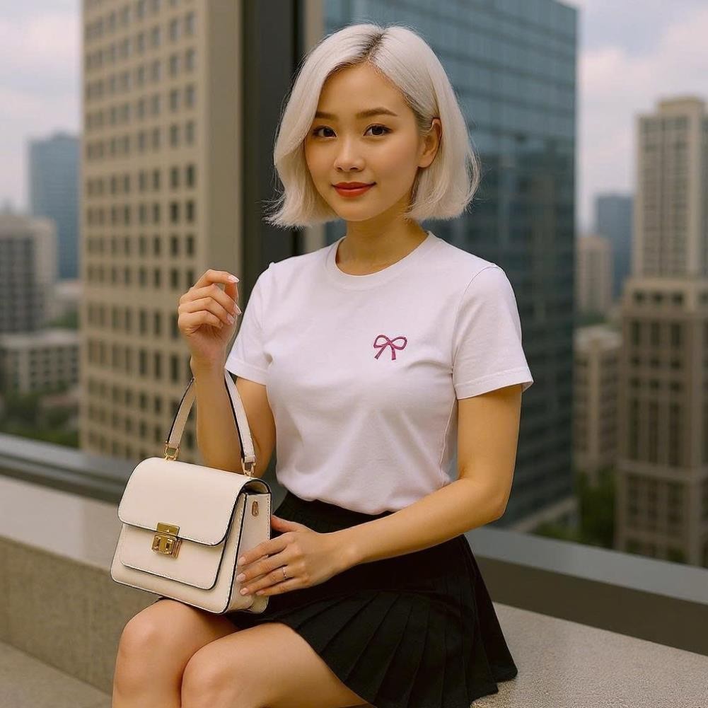 Baby tee shirt เสื้อทีเบบี้ฟอร์มกลางพิมพ์ลายโบว์ ใส่เข้ากับเสื้อผ้าออกไปข้างนอก L09-5 ss