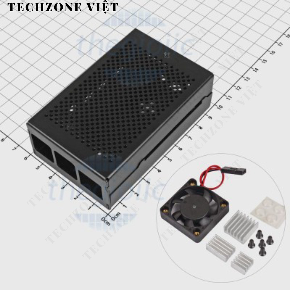 เคสอลูมิเนียม Raspberry Pi 4 พร้อม Fan TechZone Viet