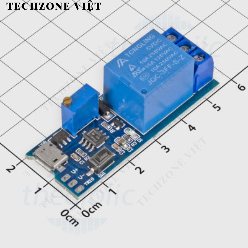 Circuit NE555 Timer Relay MicroUSB 0-24 วินาที TechZone Viet