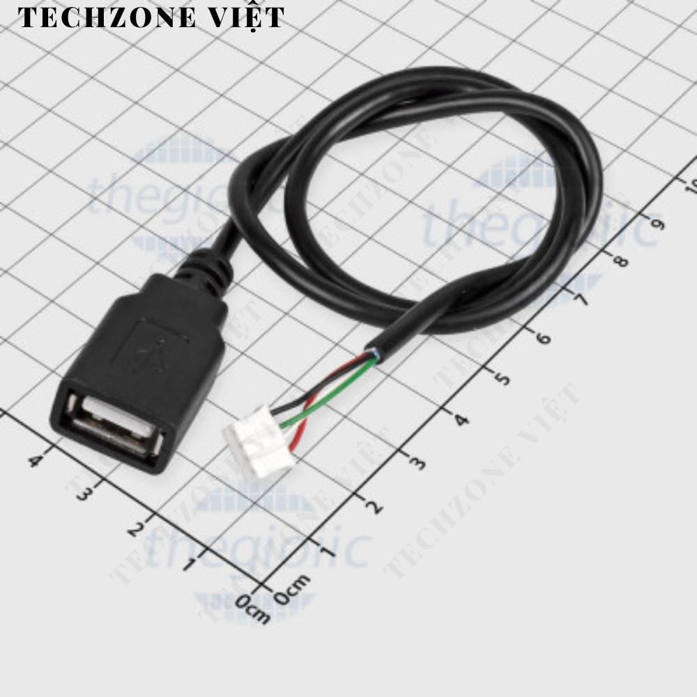 USB Type A Female Connector PH2.0mm 4 Pins 50cm Long TechZone Viet